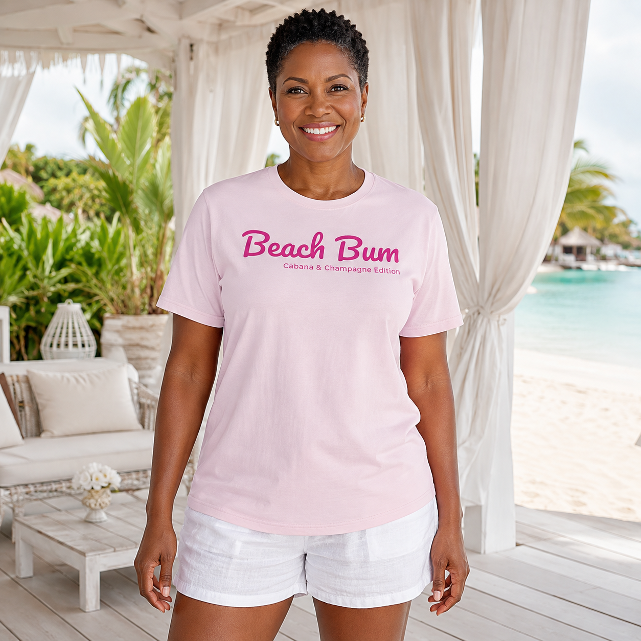 Beach Bum Cabana & Champagne Edition Blush Pink T-Shirt