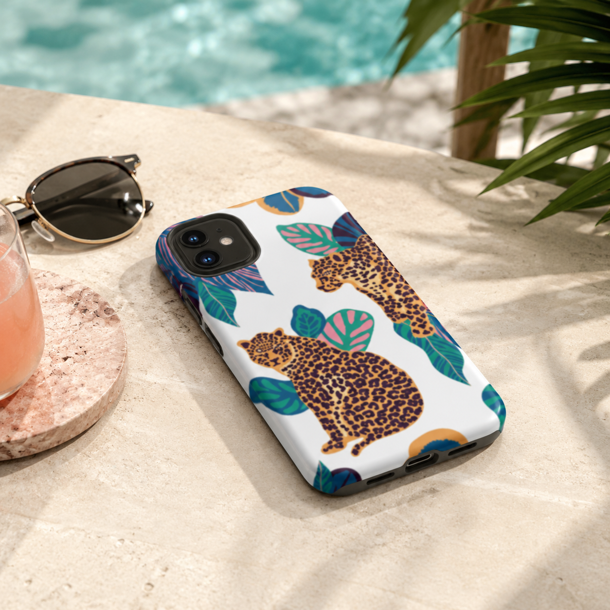 Tropical Leopard & Botanical Print Phone Case