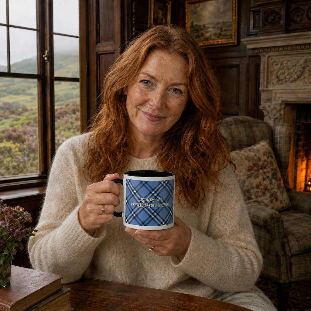 Country Girl: Scottish Estate Edition Mug | Blue Plaid Coffee Cup for Scotland Lovers