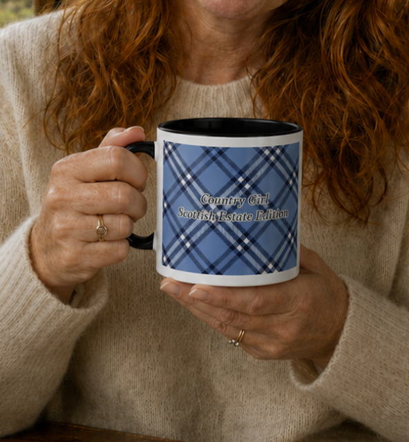 Country Girl: Scottish Estate Edition Mug | Blue Plaid Coffee Cup for Scotland Lovers