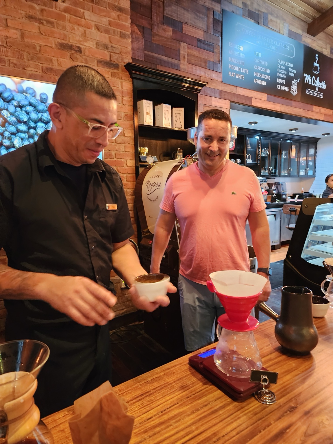 Coffee being prepared during a hands-on class at Nayara in Arenal