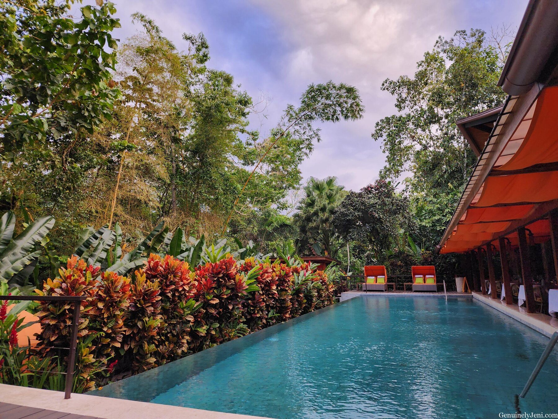 A quiet pool surrounded by tropical gardens at Nayara in Costa Rica