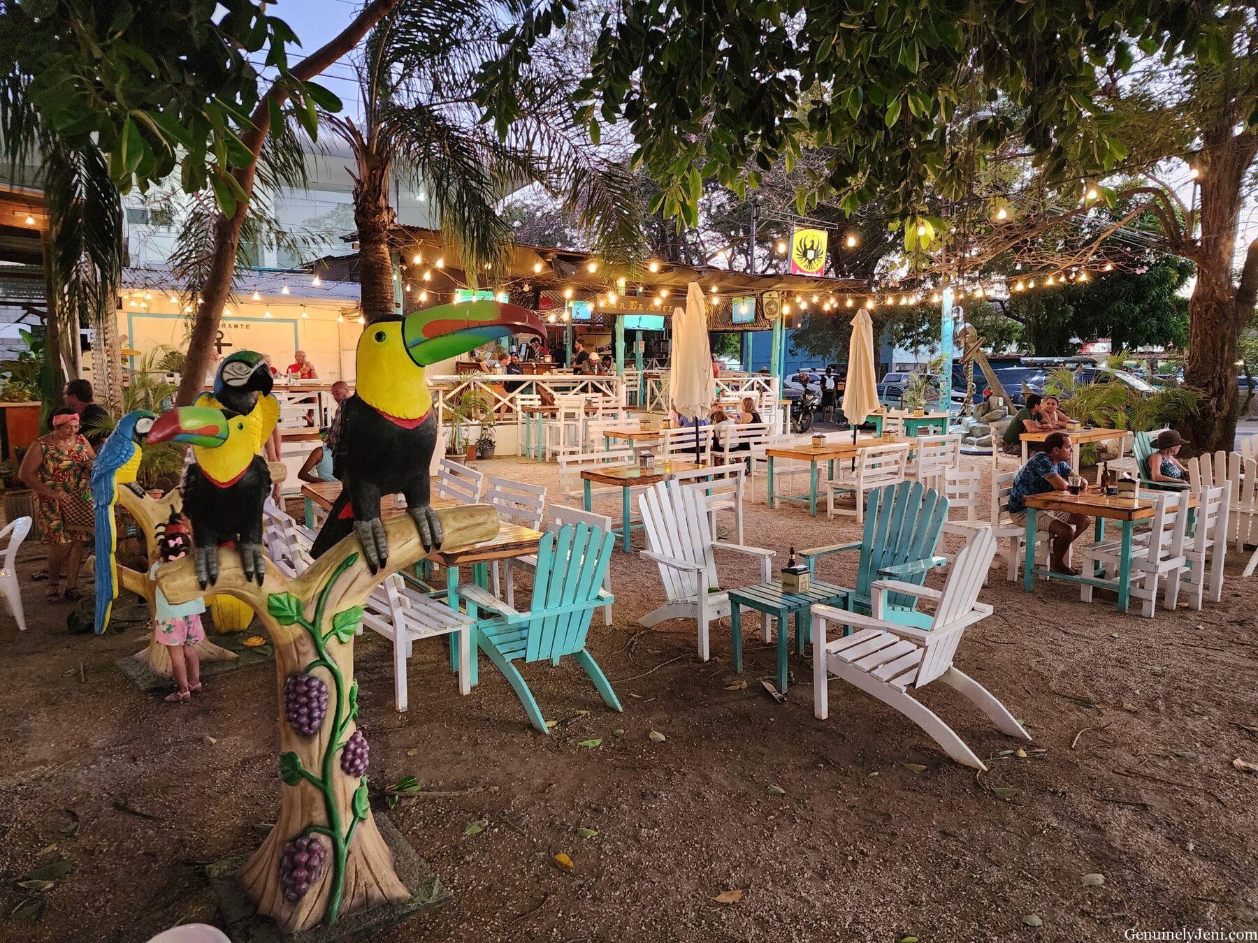 A colorful open-air restaurant in Playa del Coco, Costa Rica
