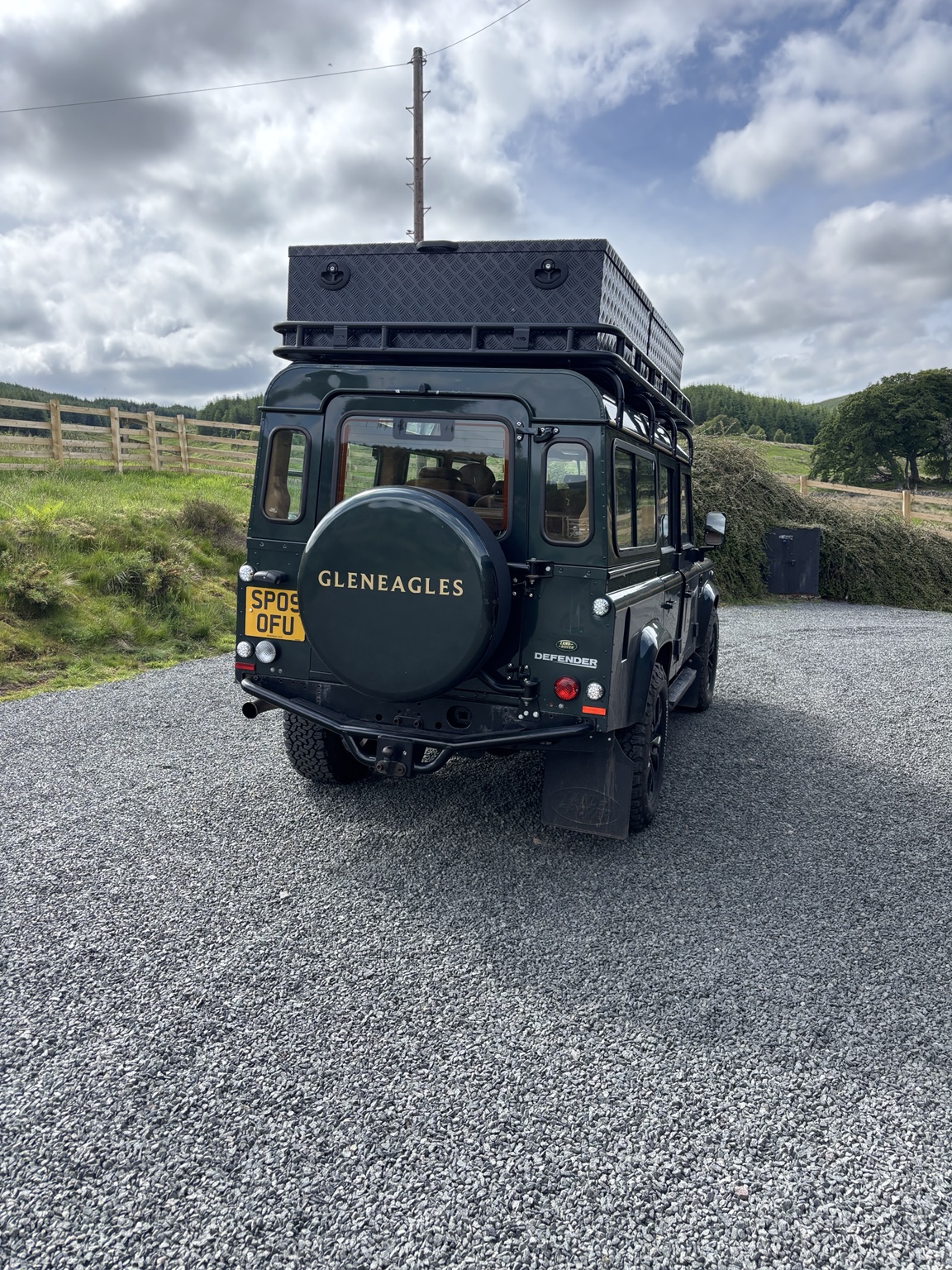 A Gleneagles-branded Land Rover Defender used for the journey to Frandy Water