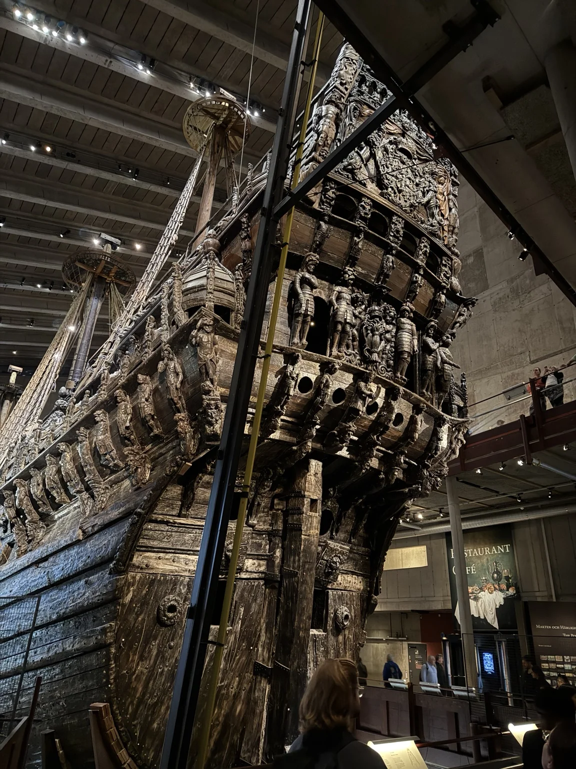 The richly carved stern of Vasa in Stockholm’s Vasa Museum