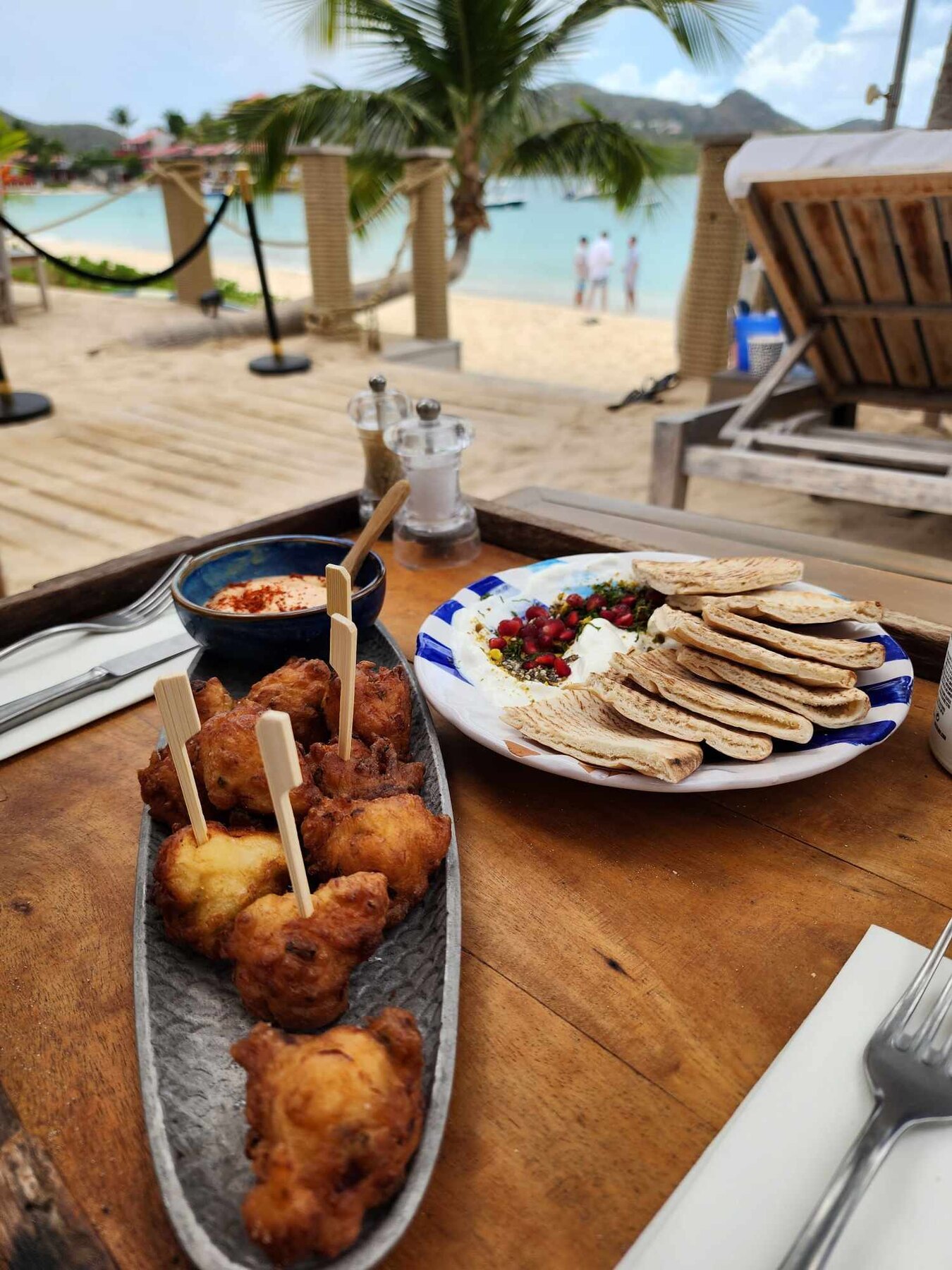 A beachside lunch of seafood and pancakes at Gyp Sea in St. Barth